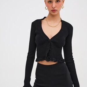 NWT🍋For Love and Lemons Black Cardigan, Size Large🍋